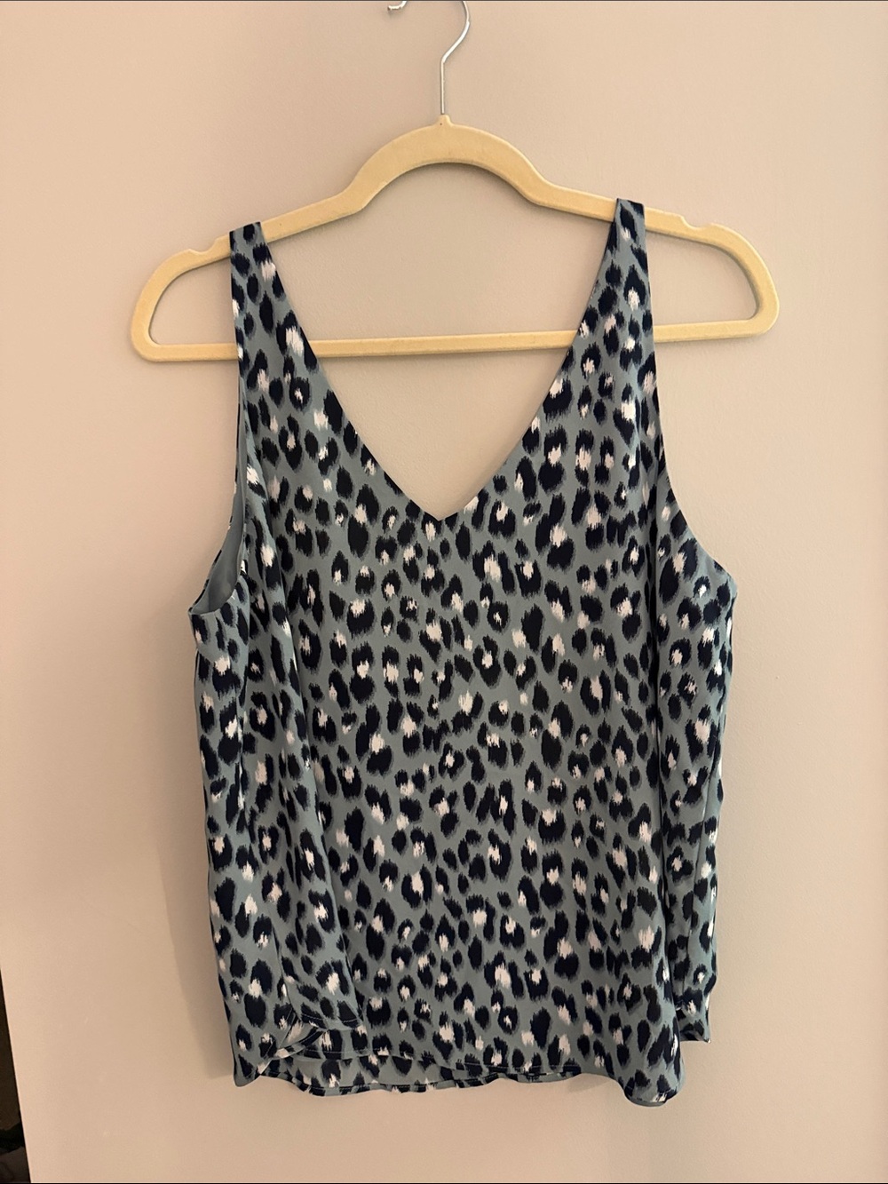 LOFT Light Blue and Navy Leopard Print Sleeveless Top